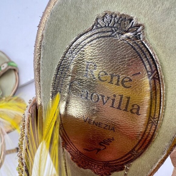 Rene Caovilla Women Size EU 35.5 US 5.5 Yellow Multicolor Rhinestone Heel Sandal - Picture 11 of 13